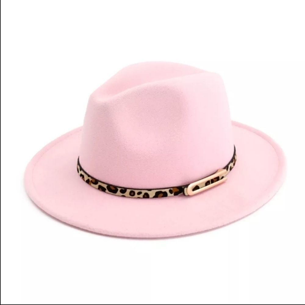 Unisex Fedora Hat with Animal Print Belt